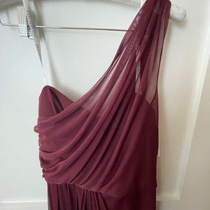 Bridesmaid, prom, floor length, one shoulder dress, David’s bridal